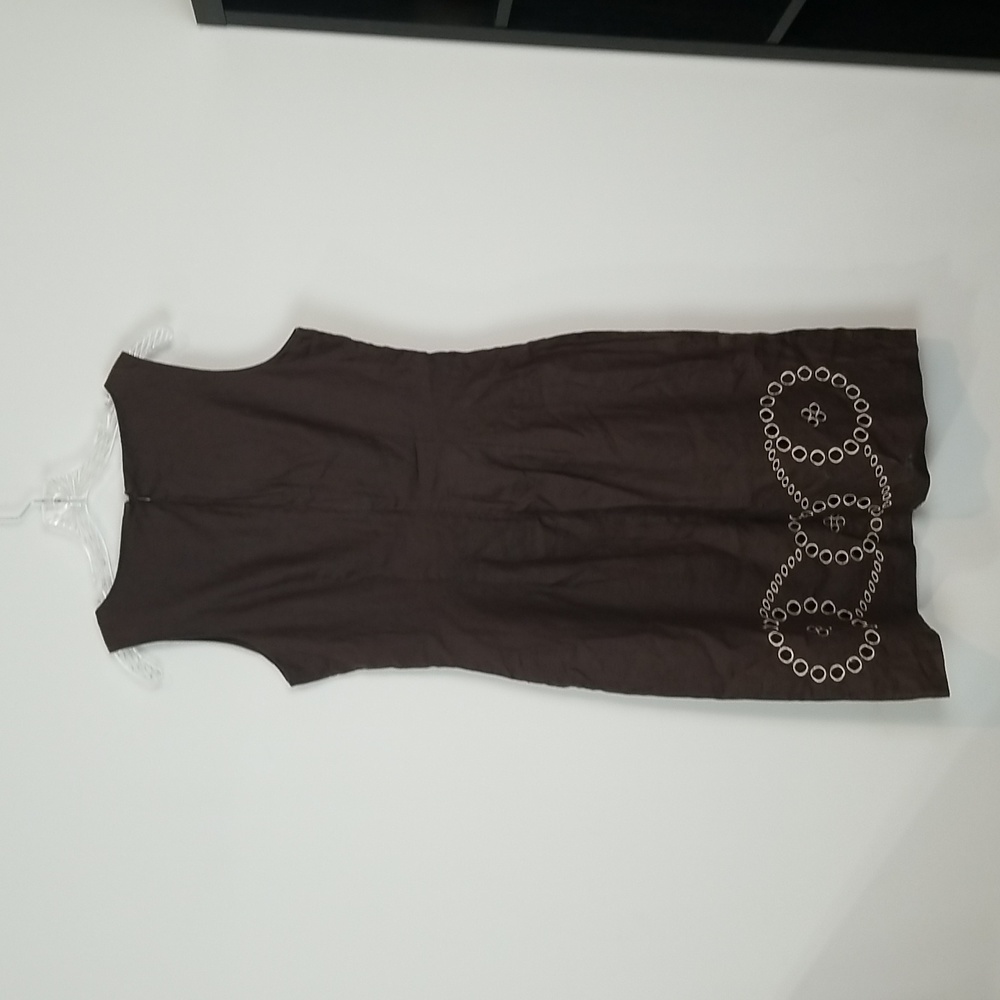 ISAAC MIZRAHI for TARGET Brown Embroidered Linen Shift Dress - Picture 4 of 14